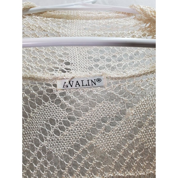 AVALIN Cardigan Womens Size Small Bone Open Knit Cap Sleeve Open Front - Picture 6 of 7